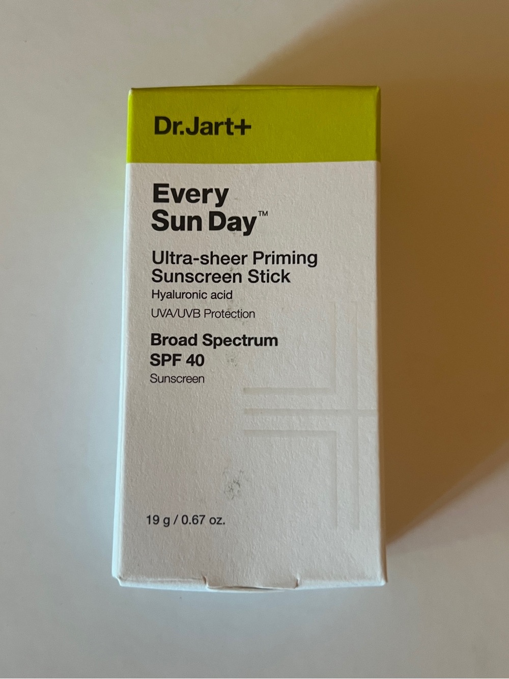 Dr. Jart+ Every Sun Day Ultra Sheer Priming Sunscreen Stick SPF40 PA+++, 19g NIB